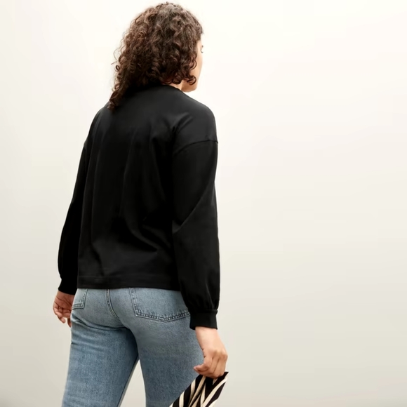 Everlane Long Sleeve Tee Black Shirt Crew Oversized Organic Cotton Women - Picture 2 of 13